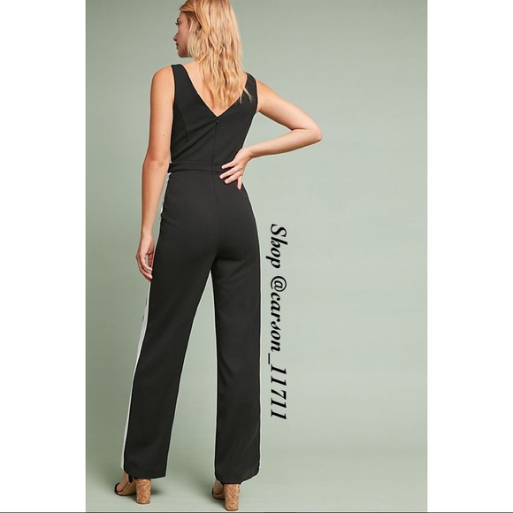 🦄NEW Anthropologie Striped Wide-Leg Jumpsuit 0 - Picture 5 of 5